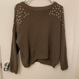 Olive Green Studded Sweater